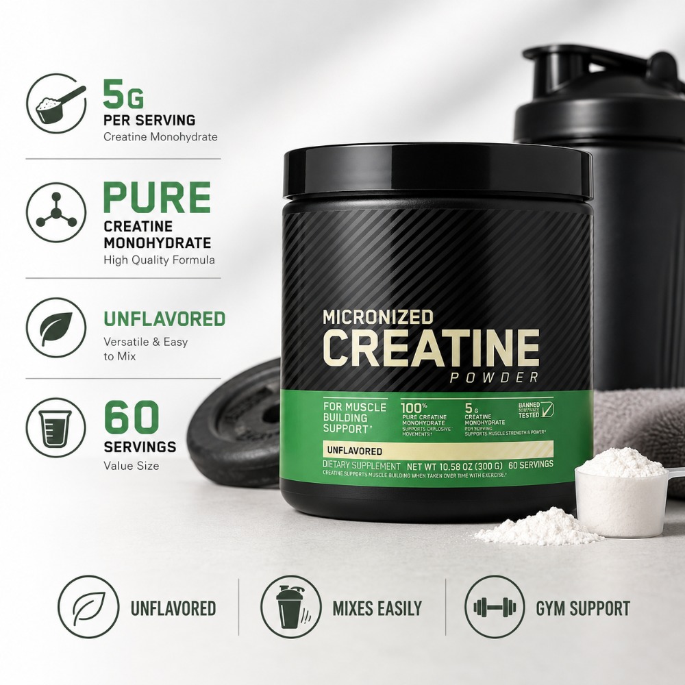 Nutrition For Fitness - Kreatin-Monohydrat-Pulver 300g zur Unterstützung von Kraft,