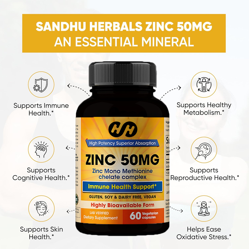 Zinc Supplement 50Mg - Zink-Nahrungsergänzungsmittel 50mg, 60 Kapseln, Vegetarische Kapseln