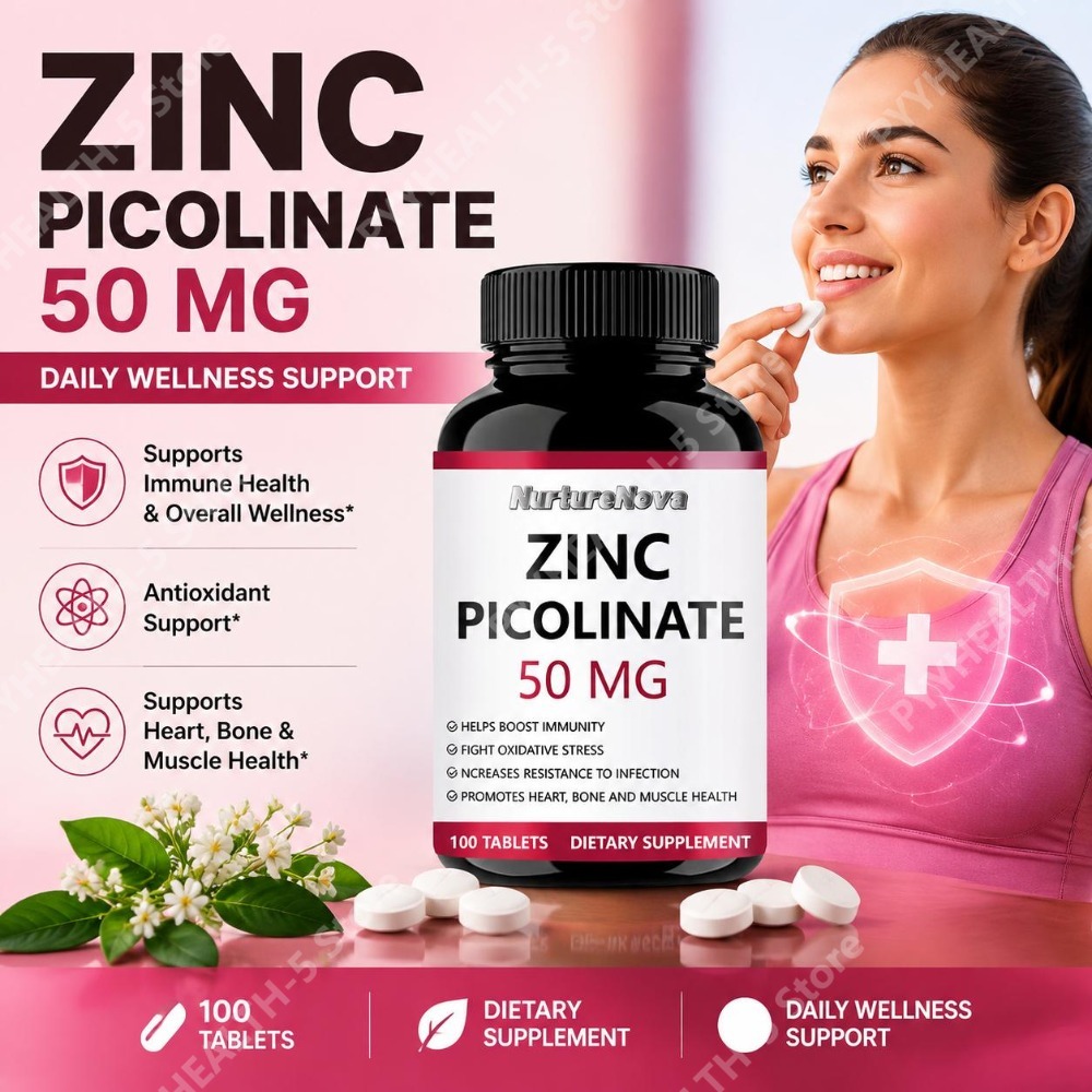 Zinc Supplement 50Mg - Zinkpicolinat-Tabletten zur Antioxidantien-Unterstützung, für Knochen- und