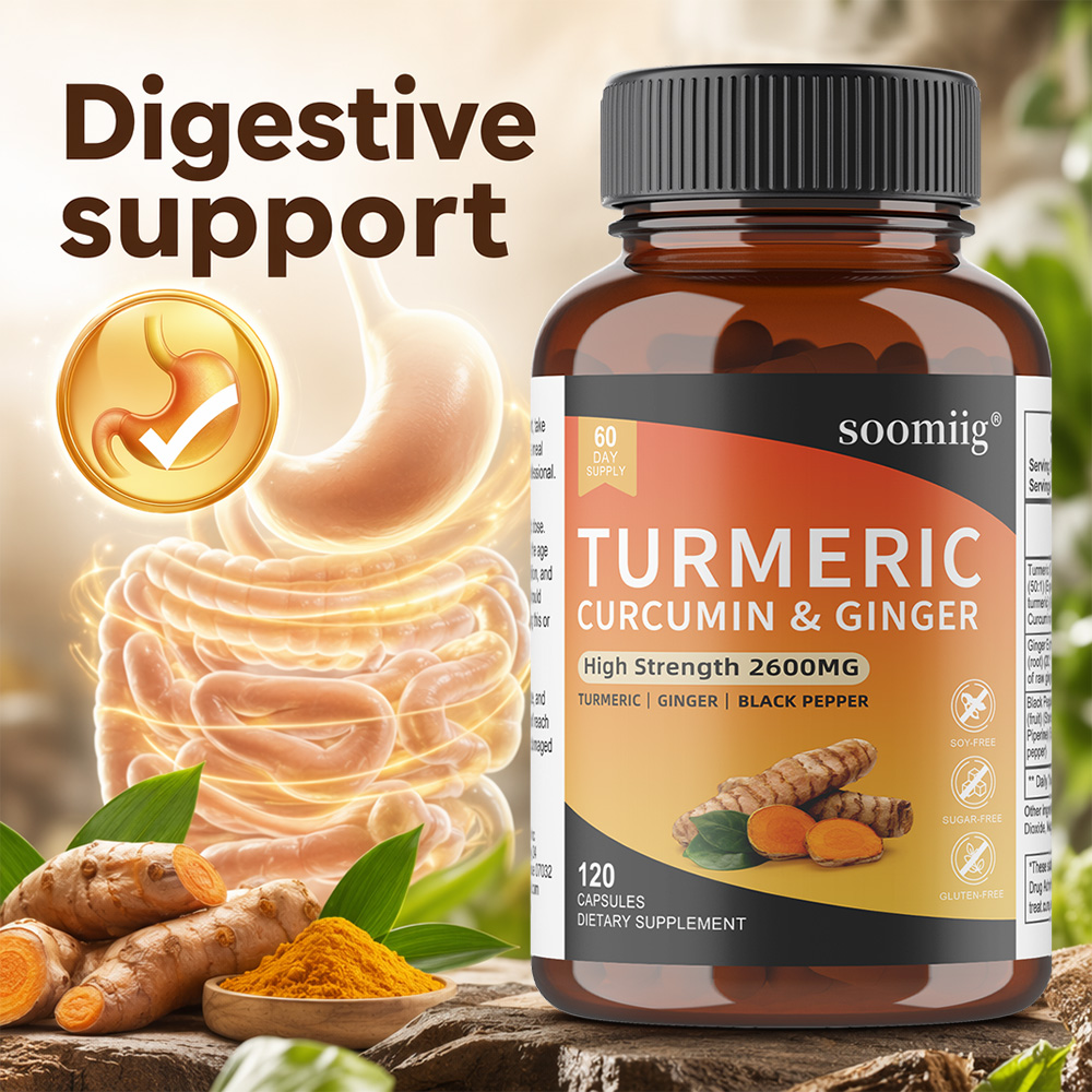 Turmeric Curcumin Capsule - Kurkuma-Ingwer-Schwarzpfeffer-Kapseln, Antioxidans, Gelenkunterstützung, Verdauungs- und Immungesundheitsförderung,