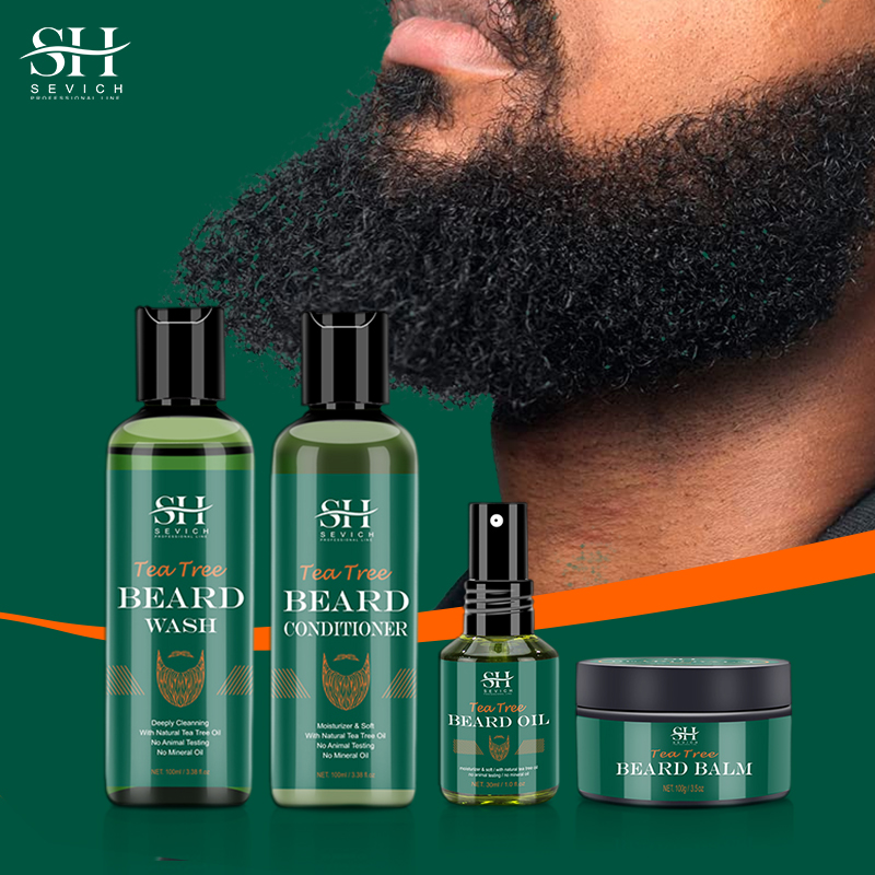 Biotin Hair Growth - Bartwachstumsset für Männer, Teebaum-Haarverstärker, dickeres Bartpflegeöl,