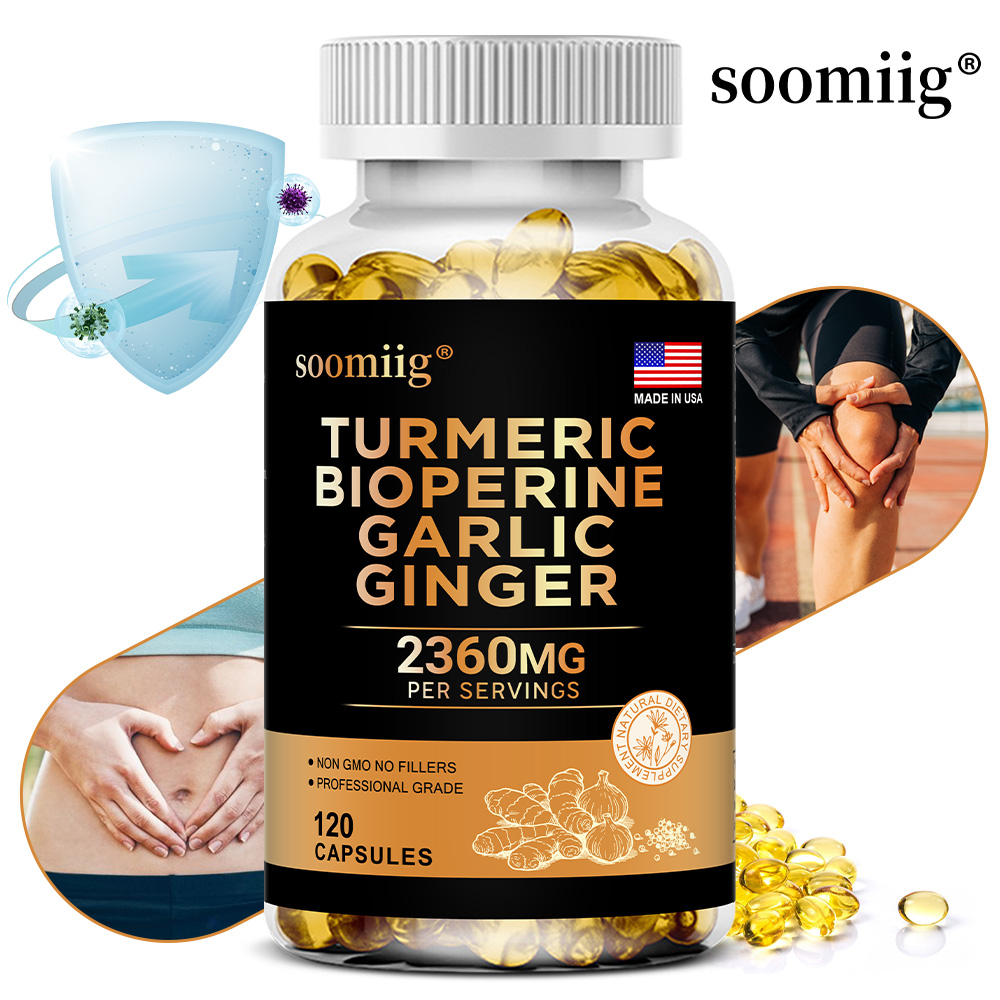 Turmeric Curcumin Capsule - Kurkuma-Ingwer-Ergänzungsmittel mit Knoblauch-Curcumin-Schwarzer Pfeffer, Unterstützung der